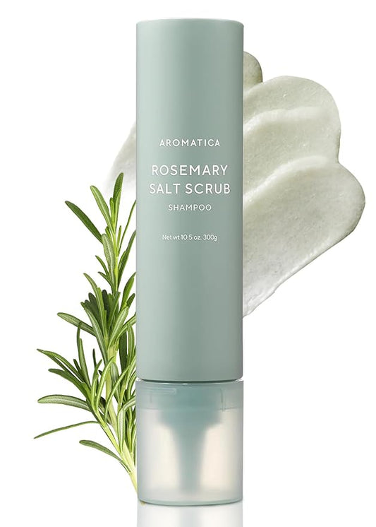 AROMATICA Rosemary Salt Scrub Shampoo - Hair Loss Korean Scalp Detox Shampoo with Rosemary Scalp Oil | Scalp Exfoliator with Salt Scrub for Oily Scalp | Sulfate Free, Silicone Free (10.5 oz / 300g)-VivaGrace Women