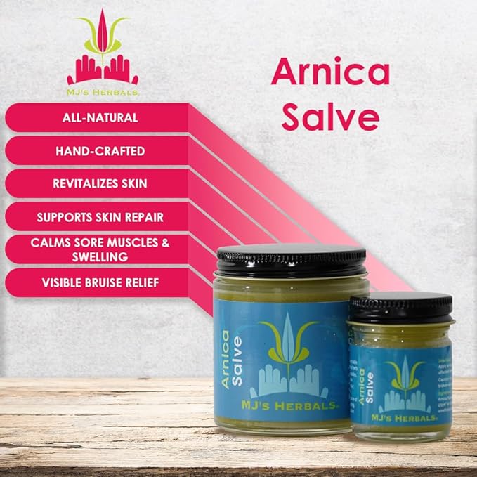 MJ’s Herbals Arnica Salve | Organic, Maximum Strength, Immediate Relief for Sore Muscles & Feet | Bruise Recovery, Fantastic Massage & After Yoga Balm | No Parabens, No Synthetics (1 oz)-VivaGrace Women