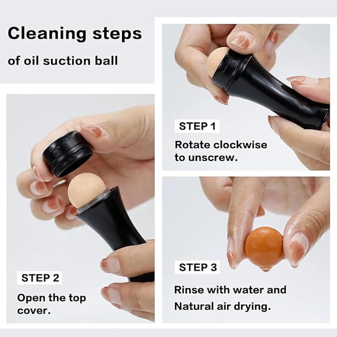 Oil-Absorbing Volcanic Face Roller set with blotting paper and 2PC Replaceable Volcanic Balls,Reusable Portable Oily Skin Control Roller, Instant Results Remove Excess Shine Rolling (White Set)-VivaGrace Women