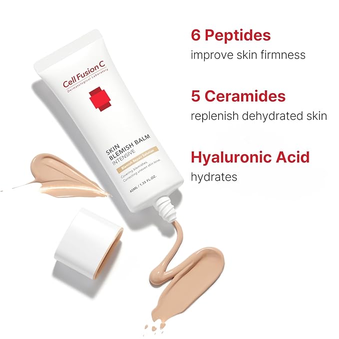 Cell Fusion C Skin Blemish Balm Intensive, Hydrating Tinted Moisturizer for Lighter to Medium Skin Tones, Correcting Redness and Blemish, 1.35 fl.oz-VivaGrace Women