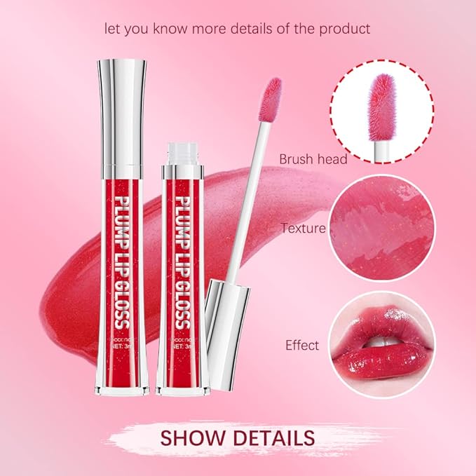 ibcccndc Lip Plumper Plumping Lip Gloss Hydrating Nourishing Lip Oil Red Liquid Lipstick Lip Care Products Mineral Oil Clear Lipgloss (5)-VivaGrace Women