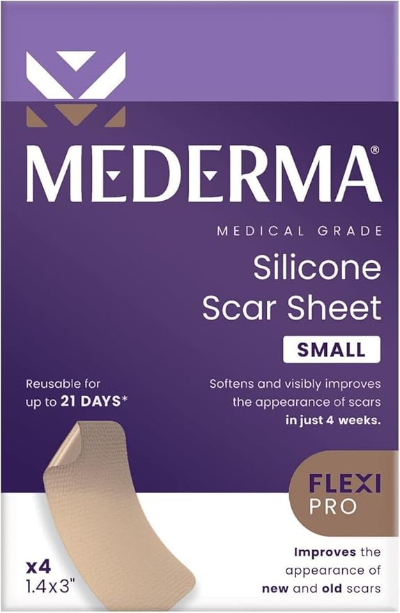 Mederma Scar Sheets and Oil Bundle; Improves Appearance of Scars and Stretch Marks; 4 Reusable Silicone Sheets and 3.4oz Fast Absorbing Botanical Oil-VivaGrace Women