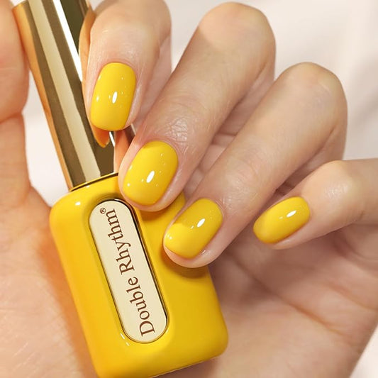 Double Rhythm 0.50 OZ Gel Polish Hema Free Same Color Same Bottle Golden Round Translucent Neutral Natural Milky 15 ML Jelly UV Polish Art DIY at Home (Pastel Yellow-C1396)