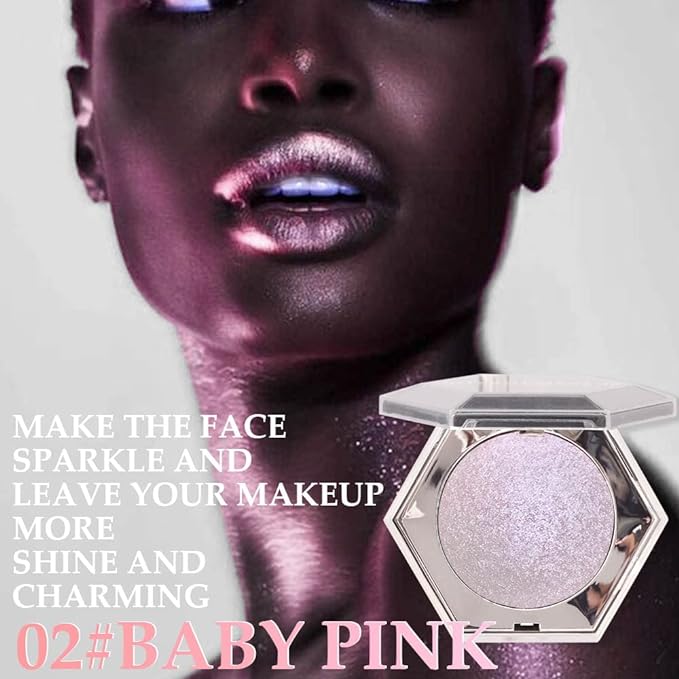 Purple Pink Shimmer Highlighter Highlight Makeup Contour Powder Palette， Face Illuminator Highlighter, Blush and Makeup Highlighter Bronzer Palette Highlighter+Makeup iluminadores Illuminator Make Up (Pink)-VivaGrace Women