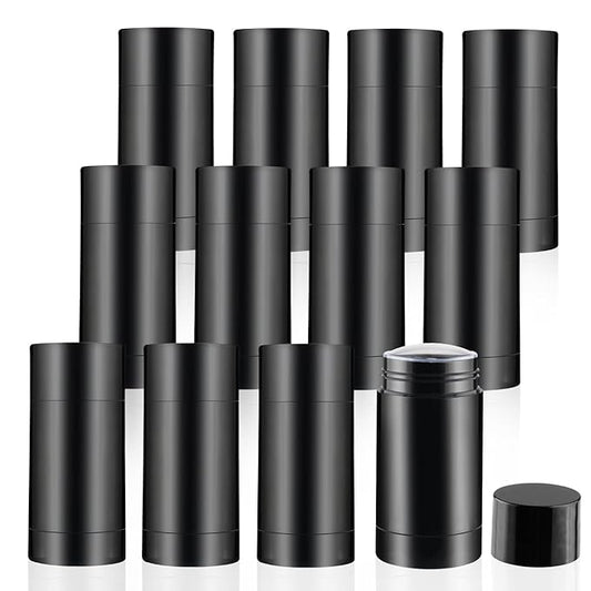12 Pieces 15g Black Plastic Deodorant Containers,Empty 1/2 oz Travel Lip Balm Tubes,Refillable Twist-UP Solid Perfume Tubes,Lipstick Tubes for DIY-VivaGrace Women