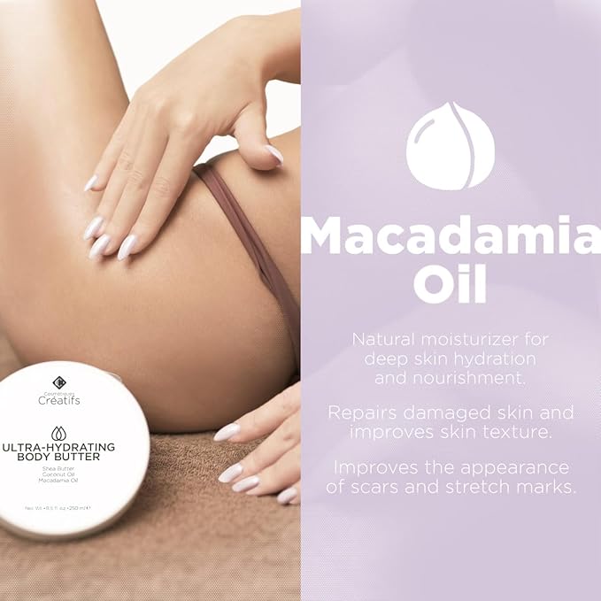 Ultra-Hydrating Body Butter with Shea Butter, 8.5 fl. oz., Salted Caramel and Macadamia Scent, Deep Moisturizing, Soothes, Repairs, and Nourishes Skin-VivaGrace Women