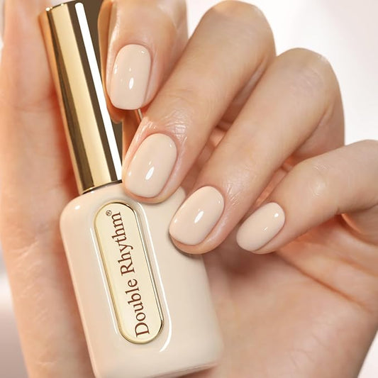Double Rhythm 0.50 OZ Gel Polish Hema Free Same Color Same Bottle Golden Round Translucent Neutral Natural Milky 15 ML Jelly UV Polish Art DIY at Home (Milky Beige-C1565)