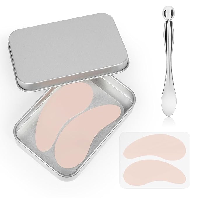2 Pcs Under Eye Patches Silicone - Reusable Eye Patches, Eye Patches Plump Fine Lines & Wrinkles with Metal Eye Cream Applicator with Metal Eye Cream Applicator-VivaGrace Women