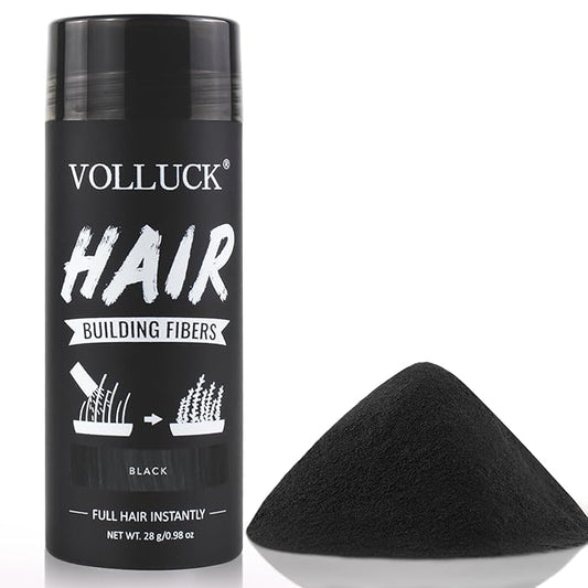 VOLLUCK Hair Fibers for Thinning Hair, Instant Coverage Hair Building Fibers for Women and men, Natural Hair Powder for Conceal Hair Loss 28 g (Black)-VivaGrace Women