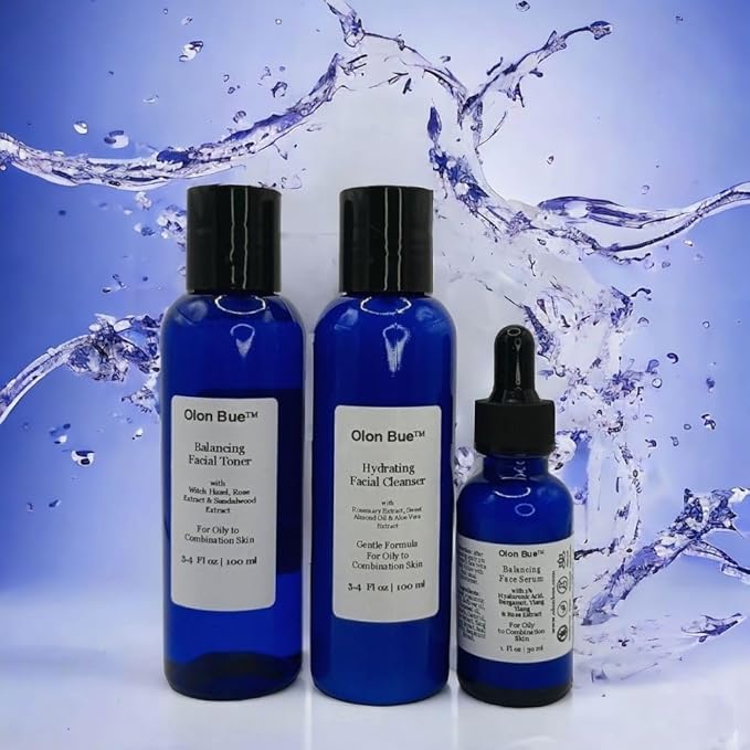 Daily Balancing Skincare Set (3 Pcs) Gift Set, Cleanser, Toner, Serum, Hyaluronic Acid, RoseExtract, Acne Prone Skin Soothing, Regenerating, Hydrating, Anti Aging Skin Care Routine, Vegan-VivaGrace Women