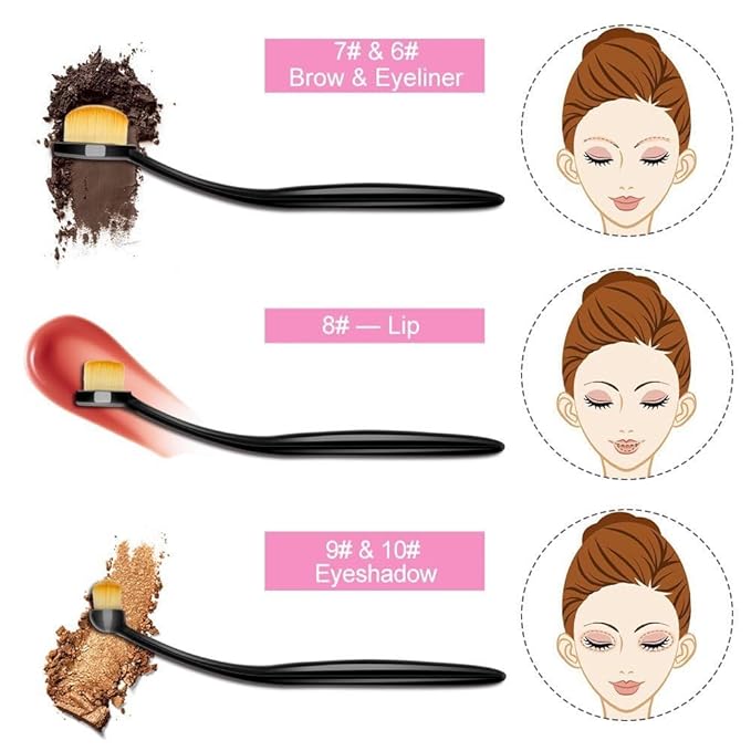 Yoseng Oval Makeup Brushes Set 10 Pcs Professional Oval Toothbrush Foundation Contour Concealer Eyeliner Blending Cosmetic Brushes Tool Set-With Box,Practical White Elephant Gift for Girls Women-VivaGrace Women