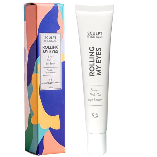 Miss Spa Eye Serum 5-in-1 Roll On Under Eye Cream, Helps De-puff and Brighten Under and Around Eyes, Anti-Aging Under Eye Roller Helps with Fine Lines and Dark Circles, Vitamin B3, Eye Bag Remover-VivaGrace Women