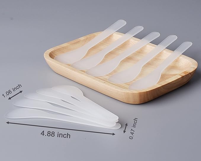 100 PCS of White Color Cosmetic Spatula for Makeup Face Mask Plastic Spoon Disposable Makeup Tools for Mixing and Sampling 4.88'' x 1.06”/Spatulas Skin Care Facial Cream Mask Spatula-VivaGrace Women