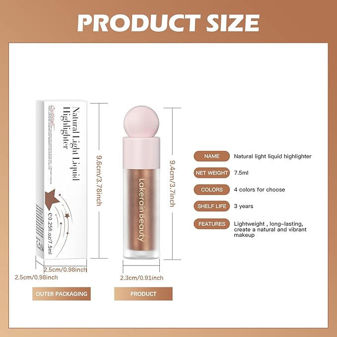 Erinde Liquid Highlighter Makeup, Face Highlighter Bronzer Makeup Stick, Natural Glossy Finish, Lightweight Blendable Silky Smooth Cream Face Illuminator Makeup, Cruelty-free, 04# CANDLELIGHT-VivaGrace Women