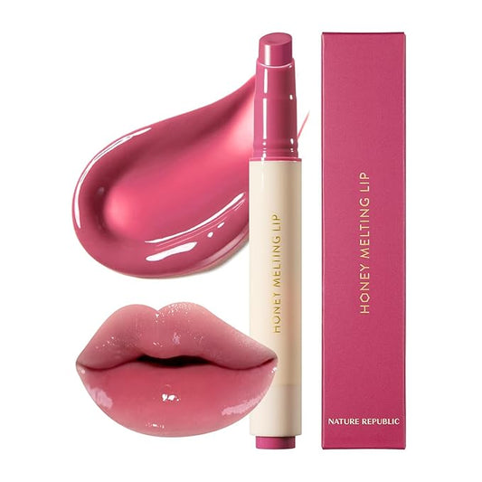 Nature Republic HONEY MELTING LIP (08 DARK CHERRY CHOUX) SOFT LIP STICK, Hydrating Gloss, Moisturizing balms, Sheer tint, Shine & Nude, Glowy Finish, korean make up-VivaGrace Women
