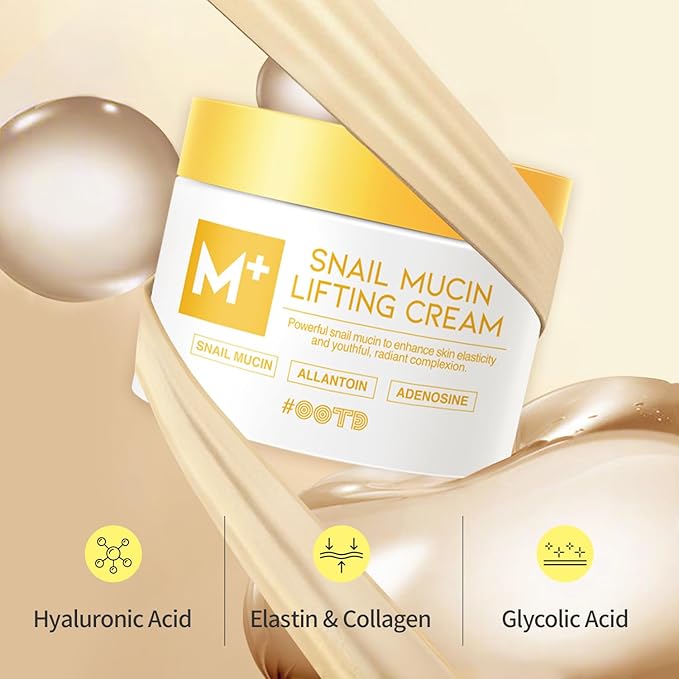 #OOTD Snail Mucin Moisturizer Cream For Face, Lifting & Deep Hydrating Ceam For Face And Neck, Anti Aging, Smoothing, Korean Skincare For Glass Skin (3.38 Fl Oz)-VivaGrace Women