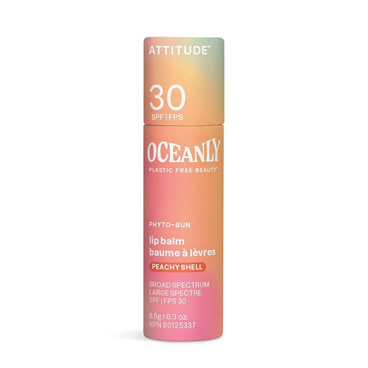 ATTITUDE Oceanly Tinted Lip Balm with SPF 30, EWG Verified, Plastic-Free, Broad Spectrum UVA/UVB Protection with Zinc Oxide, Vegan, Unscented, Peachy Shell, 0.3 Ounce-VivaGrace Women