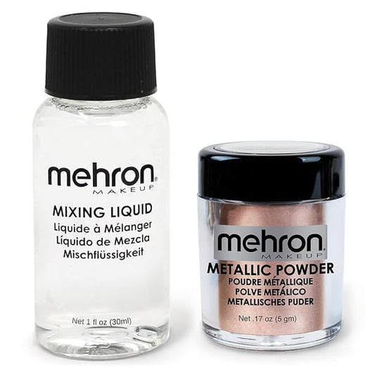 Mehron Makeup Metallic Powder (.17 oz) with Mixing Liquid (1 oz) (ROSE GOLD)-VivaGrace Women