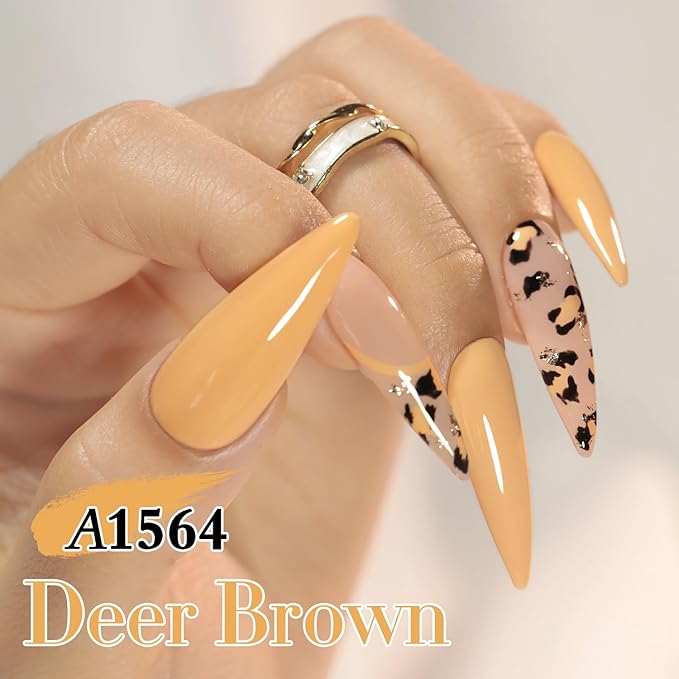 Double Rhythm 0.50 OZ Gel Polish Same Color Same Bottle Golden Round Translucent Hema Free Neutral Natural Milky 15 ML Jelly UV Polish Art DIY at Home (Earth Yellow-C1564)