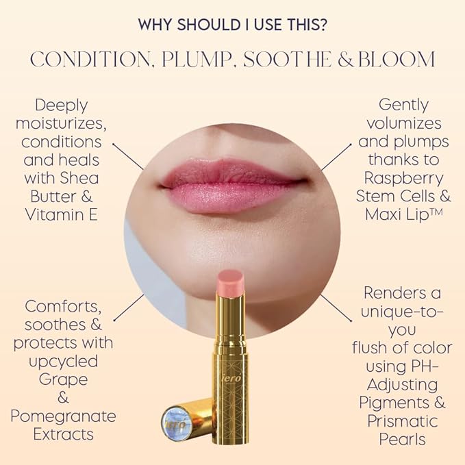 ieró Beauty Moonkissed Luminous PH Tinted Lip Balm w/Shea Butter & Vitamin E, Lip Care Moisturizer, Lip Plumper for Soft & Supple Lips, Paraben Free, Vegan, Sheer Rose w/Golden-Pink Shimmer-VivaGrace Women