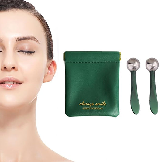 2 in 1 Roller Eyes Cream Applicator Wand and T-Shape Massager Tool for Facial Massage, Reduce Puffiness (Green-1)-VivaGrace Women