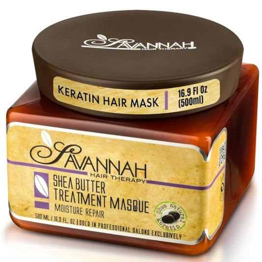 Savannah Deep Conditioning Hair Mask – Restores Shine & Softness to Dry, Curly, or Chemically Treated Hair – Anti-Frizz, Hydrating Formula with Keratin & Shea Butter – 500ml (16.9 oz)-VivaGrace Women