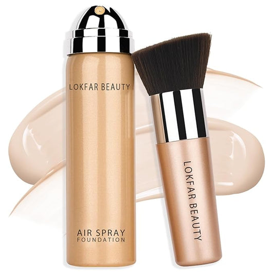 AirBrush Foundation Spray, Silky Mist Foundation Spray Makeup Set with Brush, Full Coverage Foundation for Smooth Radiant Finish, Formula Breathable Lightweight Hydrating | #A01 Ivory-VivaGrace Women