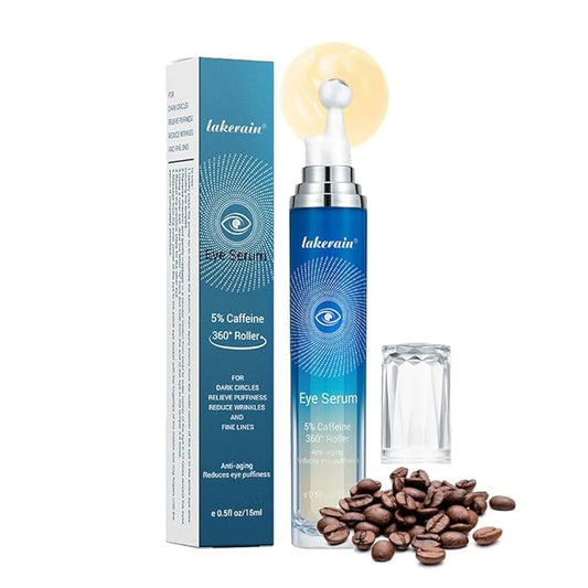 5% Caffeine Eye Serum Moisturizing, Under Eye Cream with 360° Massage Ball for Dark Circles and Puffiness, Hydrating Eye Cream Anti Aging for Bags Fine Lines (1PCS)-VivaGrace Women