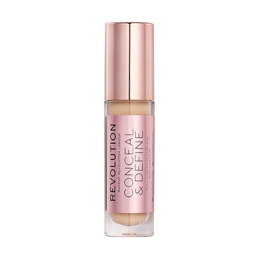 Makeup Revolution Conceal & Define Concealer, Full Coverage Makeup Concealer, Matte Finish & Long Wear, For Fair Skin Tones, Vegan, C5, 4ml-VivaGrace Women