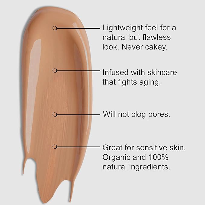Organic Aloe-Based LUX Liquid Foundation, Natural Vegan Gluten-Free Made in USA, Cinnamon-VivaGrace Women