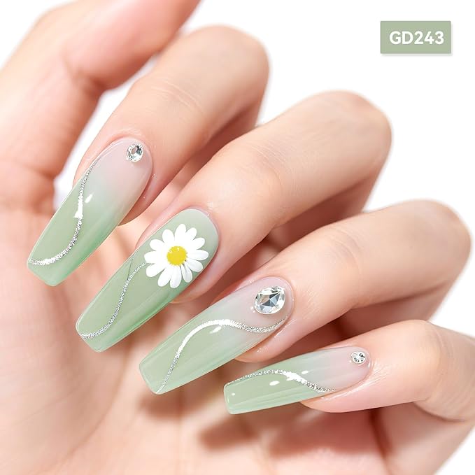 JODSONE Jelly Gel Nail Polish Set of 6 Colors Green Set Need U V Cured for Nail Art Manicure DIY Salon at Home Gift for Women-VivaGrace Women