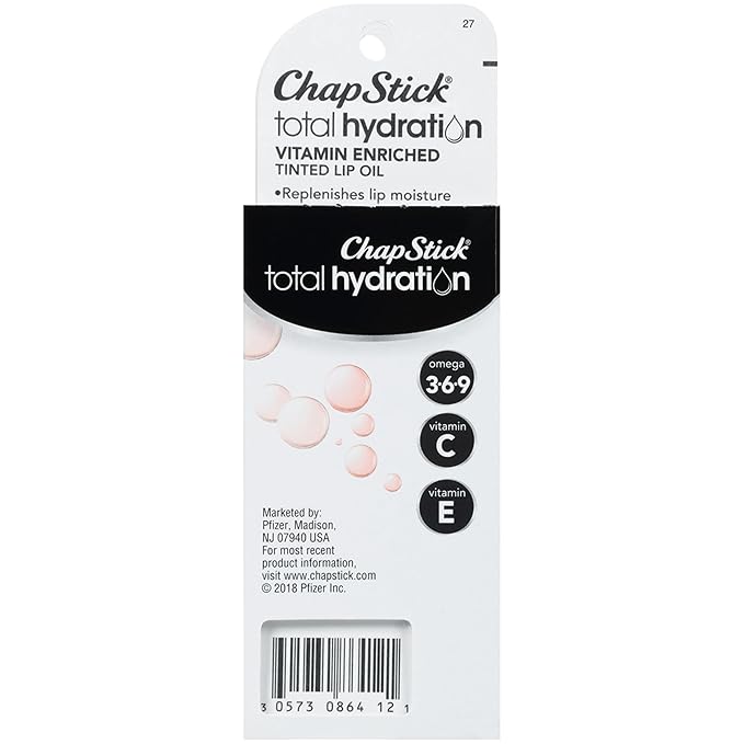 ChapStick Total Hydration Vitamin Enriched Nearly Nude Tinted Lip Oil Tube, Lip Care - 0.24 Oz-VivaGrace Women