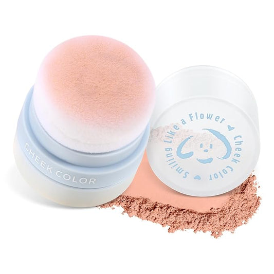 Boobeen Powder Blush for Cheeks, Air Cushion Matte Blush, Natural Highly Pigmented Blush Makeup Easy to Blend, Loose Blush Compact Long-lasting-VivaGrace Women