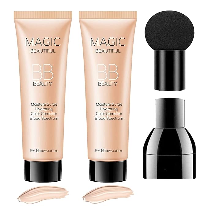 Sulily 2 Pcs BB Cream Full Coverage Foundation,Hydrating Natural Flawless Concealer, Clean Nude Makeup Base,Color Correcting Oil-Free BB Cream(ivory)-VivaGrace Women