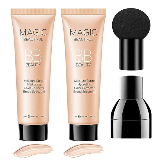 Sulily 2 Pcs BB Cream Full Coverage Foundation,Hydrating Natural Flawless Concealer, Clean Nude Makeup Base,Color Correcting Oil-Free BB Cream(ivory)-VivaGrace Women
