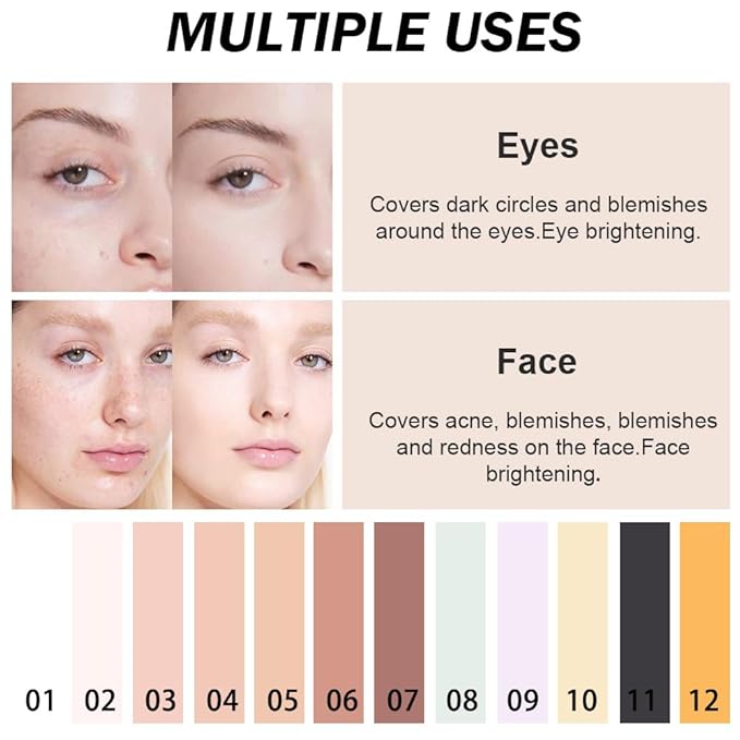 Kaely Color Correcting Concealer,Cream Pot Concealer Full Coverage,under Eye Concealer Palette for Conceals Dark Circles,Waterproof Foundation Face Makeup,02 Fair-VivaGrace Women