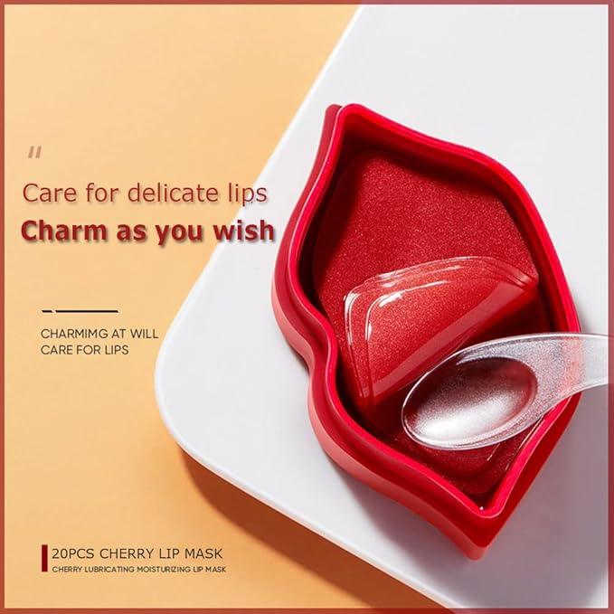 20Pcs Moisturizing Restores Moisture Lip Mask for Dry Lips and Lip Lines Overnight Lip Care, Gel Treatment Plumping Lips Mask (Red)-VivaGrace Women