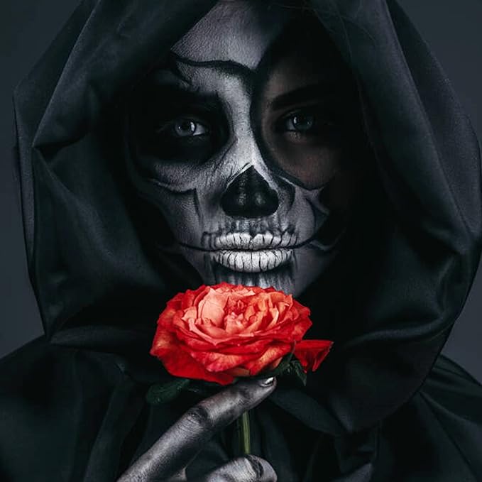 MEICOLY Black Face Body Paint Stick(1.06 Oz),Waterproof Black Face Paint for Cat Halloween SFX Skull Joker Zombie Vampire Skeleton Goth Spider Cosplay Makeup,Black Stick Clown Makeup-VivaGrace Women