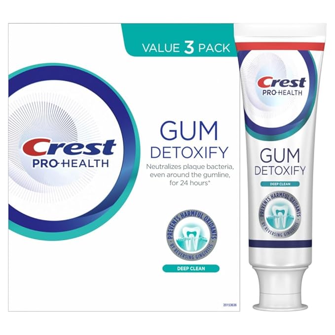 Crest Pro-Health Gum Detoxify Deep Clean Toothpaste 4.8 oz Pack of 3 - Anticavity, Antibacterial Flouride Toothpaste, Clinically Proven, Gum and Enamel Protection, Plaque Control-VivaGrace Women
