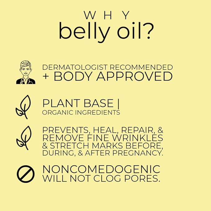 Mum. Motherhood Essentials® Premium Organic Belly Oil (3.42oz), Maternity Stretch Mark Oil,Prevent,Heal Remove Stretch Marks & Scars, Safe For Pregnancy-VivaGrace Women