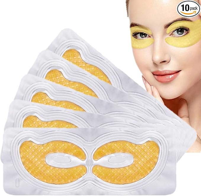 Gold Hydrogel Eye Mask Collagen Crystal Eye Mask Patches Anti-Aging Under Eye Pads - Reduce Wrinkles,Puffy Eyes,Dark Circles,Eye Bags - Moisturizer Eye Contour Mask, Improve Skin Elasticity | 5 Pairs-VivaGrace Women