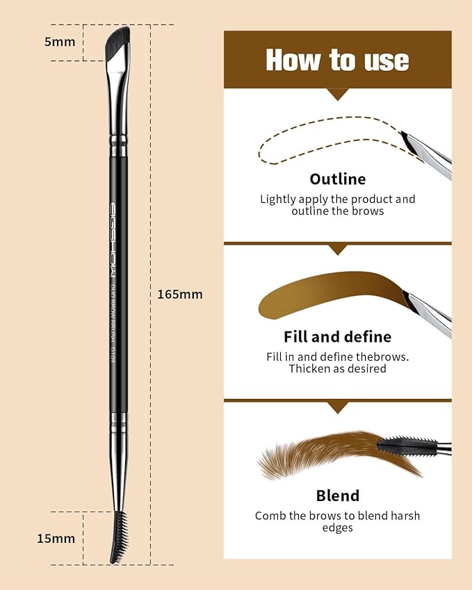 EIGSHOW Dual-Ended Precision Eyebrow Brush and Comb for Eyeliner Lining, Sculpting Brows, Professional Eye Makeup Tools (D109)-VivaGrace Women