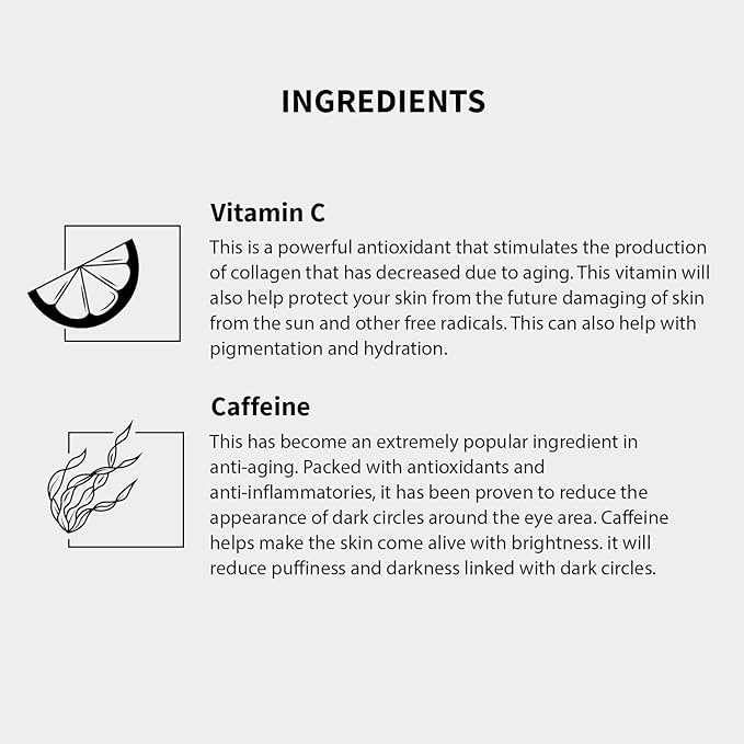 Gle Vitamin C Eye Serum for Dark Circles, Eye Wrinkles and Redness | Dark Circle Under Eye Puffy Eyes Treatment | Caffeine, Vitamin C Hyaluronic Acid | Hydrating & Brightening Scent-Free Travel Size-VivaGrace Women