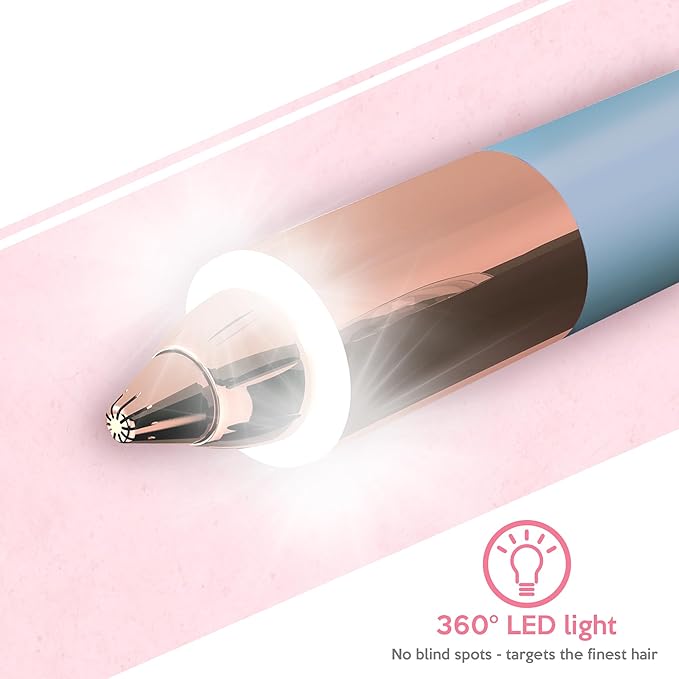 Portable Flawless Eyebrow Hair Remover for Women – Painless, Fast & Precise Flawless Electric Razor & Epilator for Eyebrow, Nose, Ear Hair Removal – 18K Gold-Plated, 360° LED Light-VivaGrace Women
