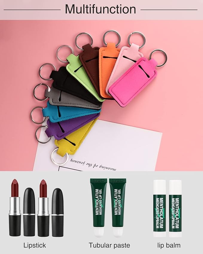 Chapstick Holder Lip Balm Sleeve Pouch Chapstick Holder With Clip Lipstick Lip Gloss Holder Stocking Stuffers Gift for Women (ten pcs)-VivaGrace Women