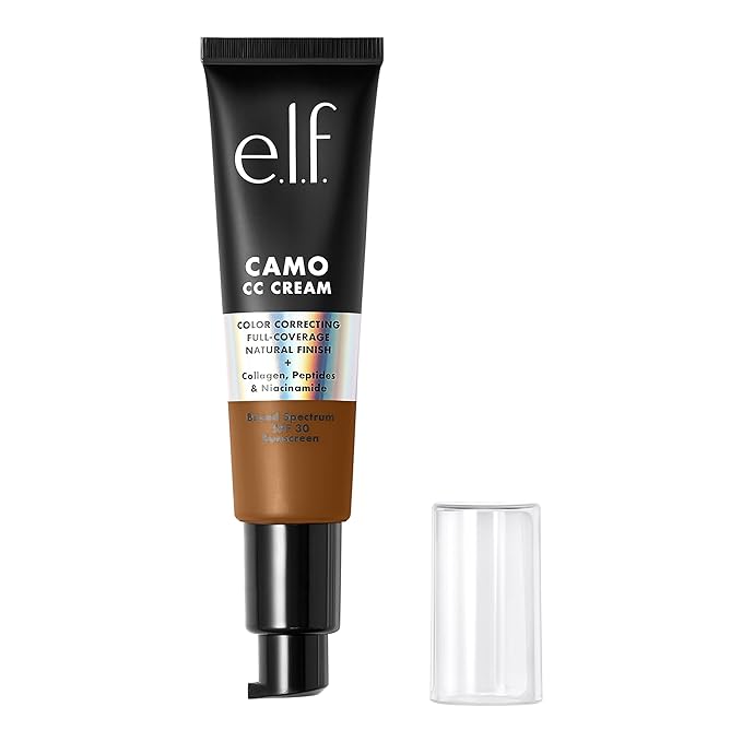 e.l.f. Camo CC Cream, SPF 30 Color-Correcting Medium-To-Full Coverage Face Foundation, Delivers An Airbrushed Finish, Vegan & Cruelty-Free, Deep 530 W-VivaGrace Women