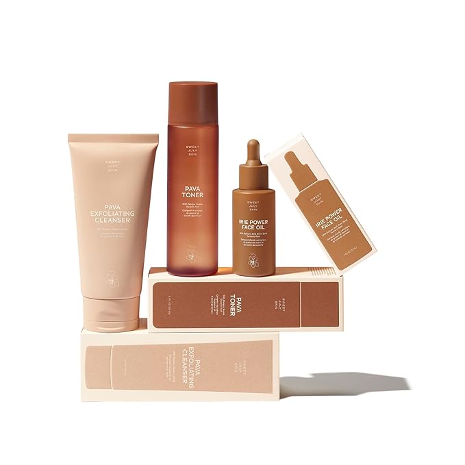 SWEET JULY SKIN The Essentials Set - 3 PC Full Size Cleanser, Toner, Facial Oil to Achieve Balanced, Glowing and Hydrated Skin-VivaGrace Women