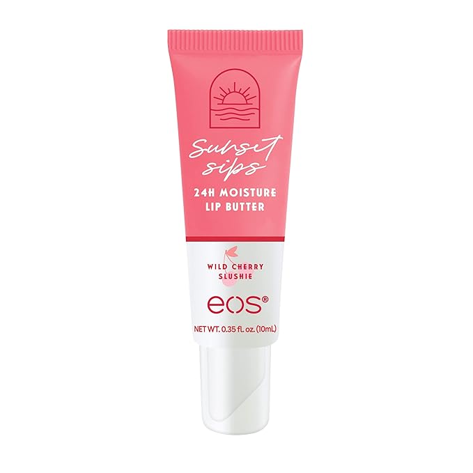 eos Sunset Sips Lip Butter Tube- Wild Cherry Slushie, 24-Hour Moisture, Overnight Lip Mask, Lip Care Products, 0.35 fl oz-VivaGrace Women