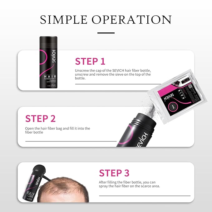 SEVICH Hair Fibers Refill 100g - Compatible with Most Brand Bottles | Hair Building Fibers for Thinning Hair | Instant Thickening Powder for Men & Women | 5-Second Natural Coverage,Medium Brown-VivaGrace Women