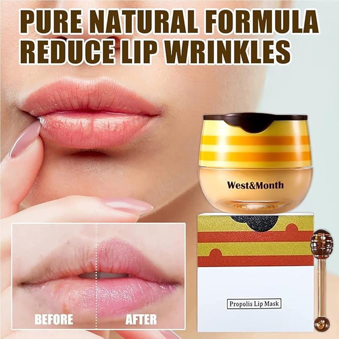 2PCS Bee Balm Lip Balm Honey Pot & Strawberry Sleeping Lip Mask, Propolis Moisturizing Honey Lip Mask Lip Balm, Hydrating & Prevention Dry and Cracked Lip Scrubs Exfoliator, Winter Lip Care Products-VivaGrace Women